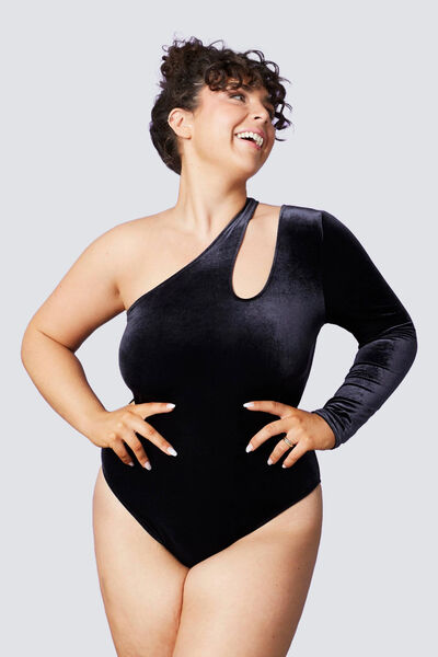 BODY VELOURS ONE SHOULDER NOIR