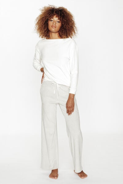 PANTALON DE PYJAMA VELOURS MULTICO BLANC