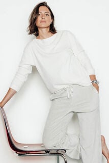 FLUFFY TEE-SHIRT MANCHES LONGUES VELOURS ECRU