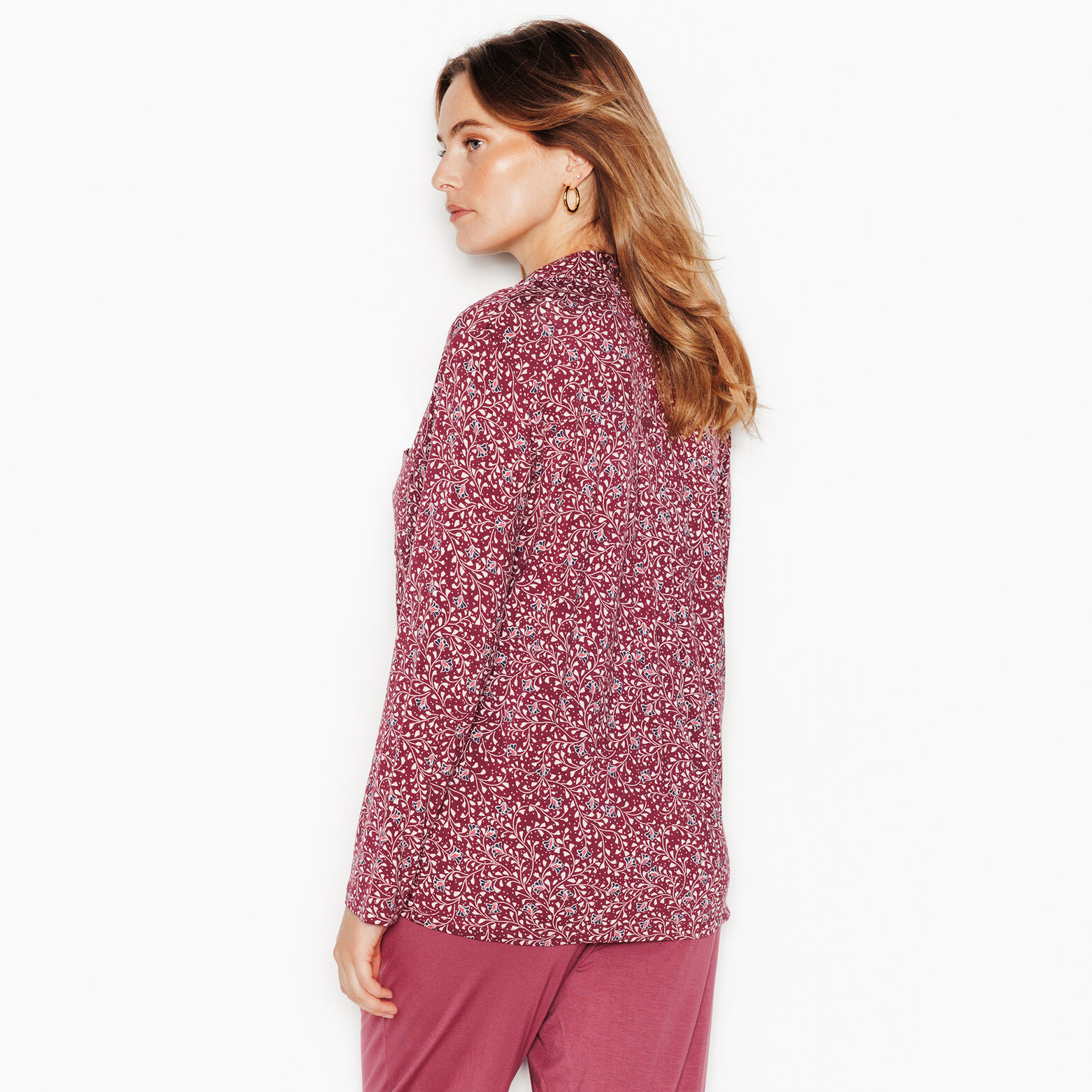 CAMILLE Chemise manches longues ROSE/GRIS