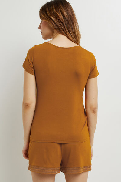T-SHIRT MANCHES COURTES VISCOSE OCRE