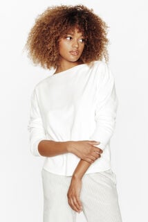 FLUFFY TEE-SHIRT MANCHES LONGUES VELOURS ECRU