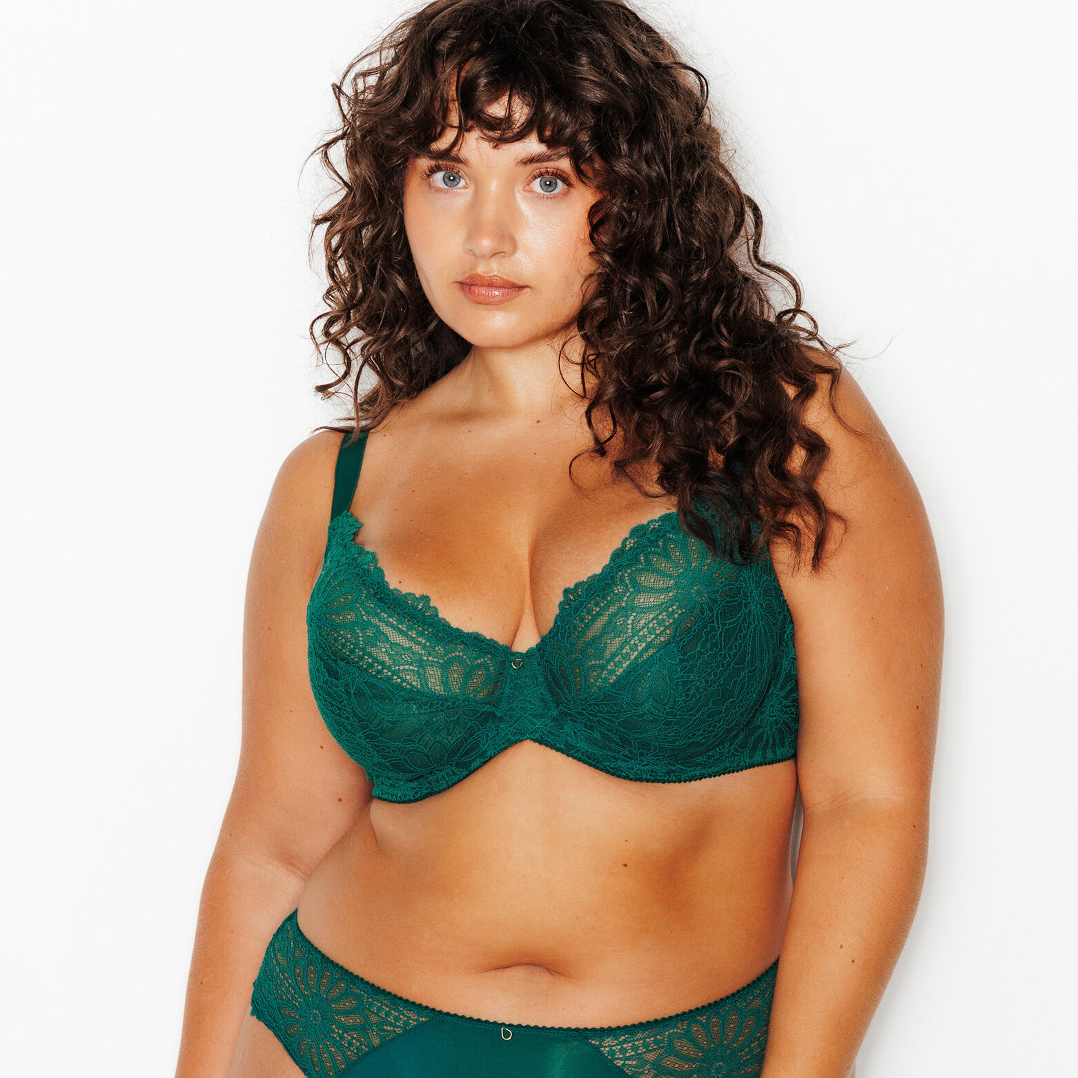 JANNEL SOUTIEN-GORGE EMBOITANT DENTELLE VERT FONCE