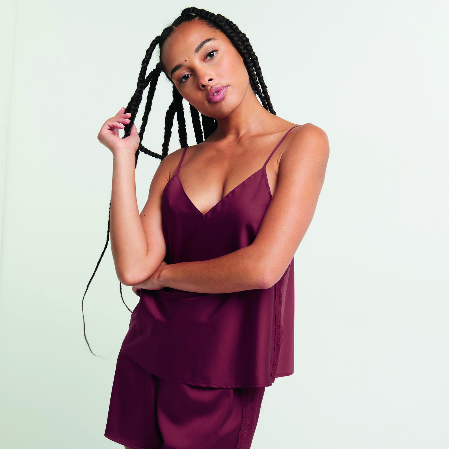 CHIMENE TOP SATIN  ROUGE