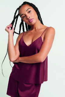 CHIMENE TOP SATIN  ROUGE