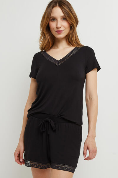 CAMILLE T-SHIRT MANCHES COURTES VISCOSE NOIR