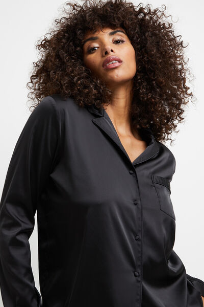 CHIMENE VESTE SATIN  NOIR