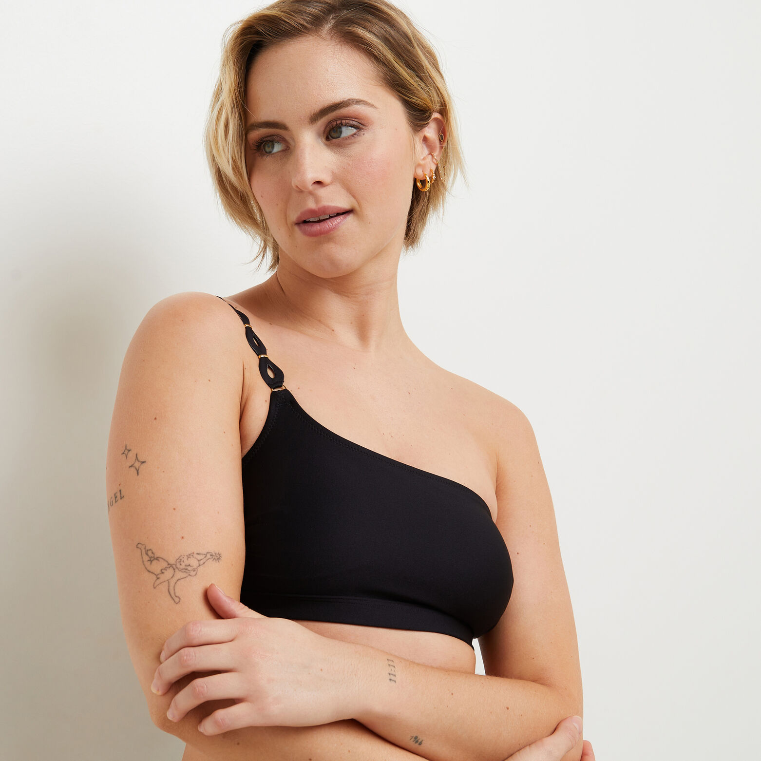 MIRETTE MAILLOT DE BAIN BANDEAU 1 EPAULE NOIR
