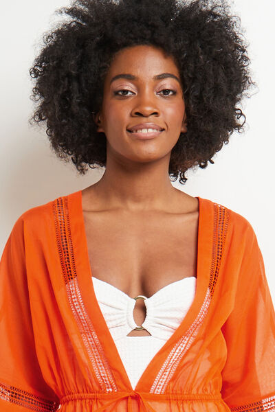 TUNIQUE VOILE COTON CORAIL