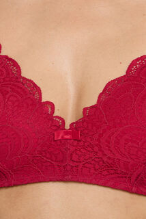 DENTELLE SOUTIEN-GORGE SANS ARMATURES AMPLIFORME   ROUGE