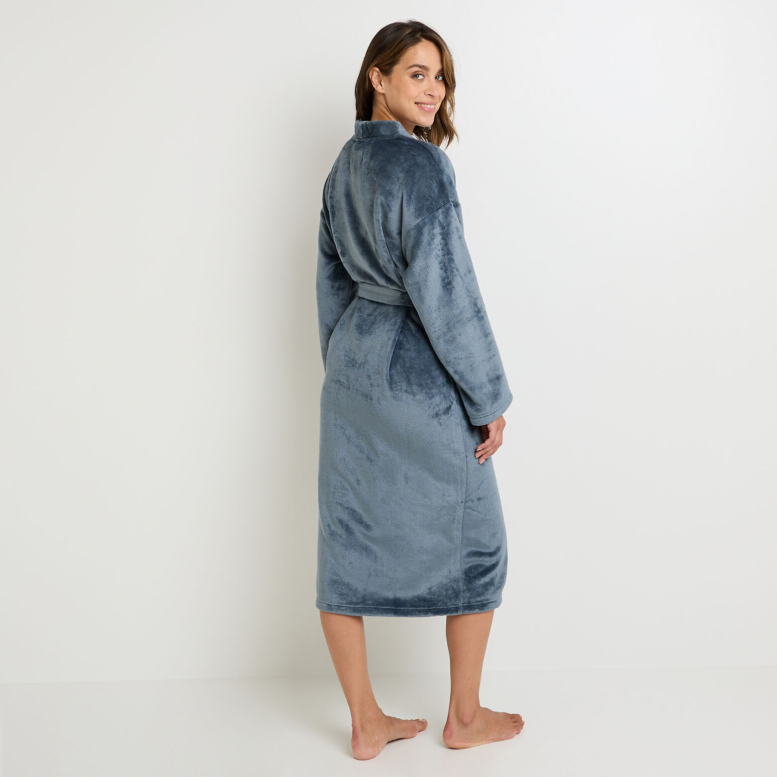 FEMMA PEIGNOIR LONG  BLEU