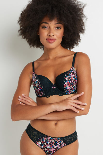 SYARA SOUTIEN-GORGE AMPLI EMBOITANT NOIR/ROSE