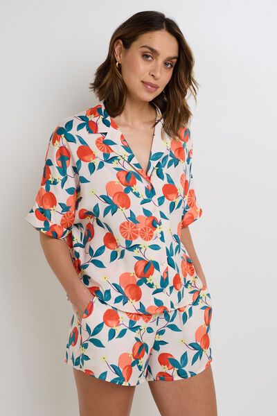 GIRLY CHEMISE MANCHES COURTES MULTICO ORANGE