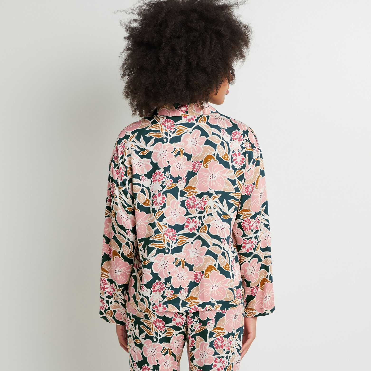 AROME CHEMISE DE PYJAMA VISCOSE VERT/ROSE