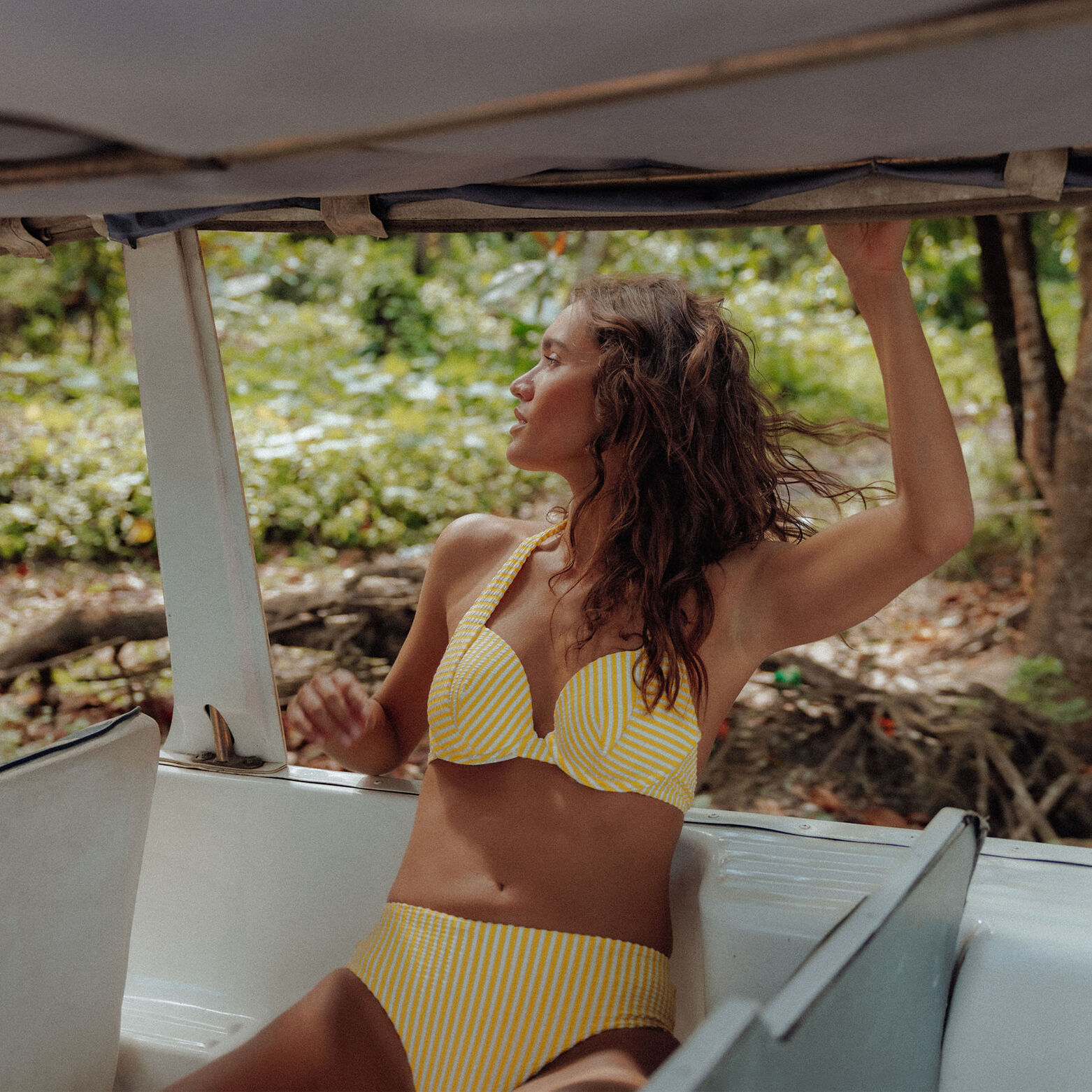 PARASOL MAILLOT DE BAIN CULOTTE HAUTE MULTICO JAUNE