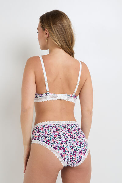 CULOTTE TAILLE HAUTE MICROFIBRE MULTICO BLANC