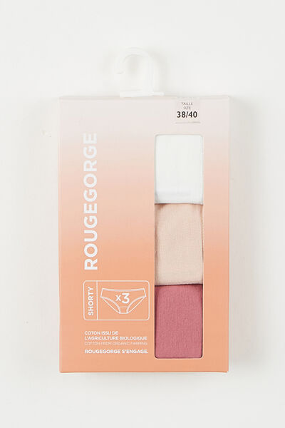 LOT SHORTY X3 COTON BIO MULTICO BLANC