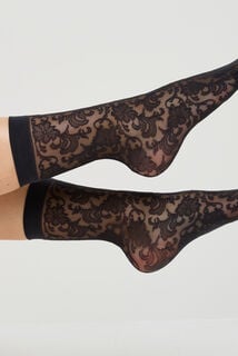 AMOUR PAIRE DE CHAUSSETTES DENTELLE NOIR