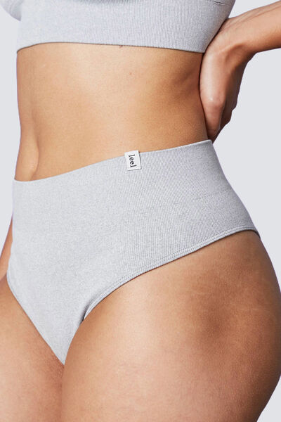 TANGA TAILLE HAUTE SANS COUTURE GRIS