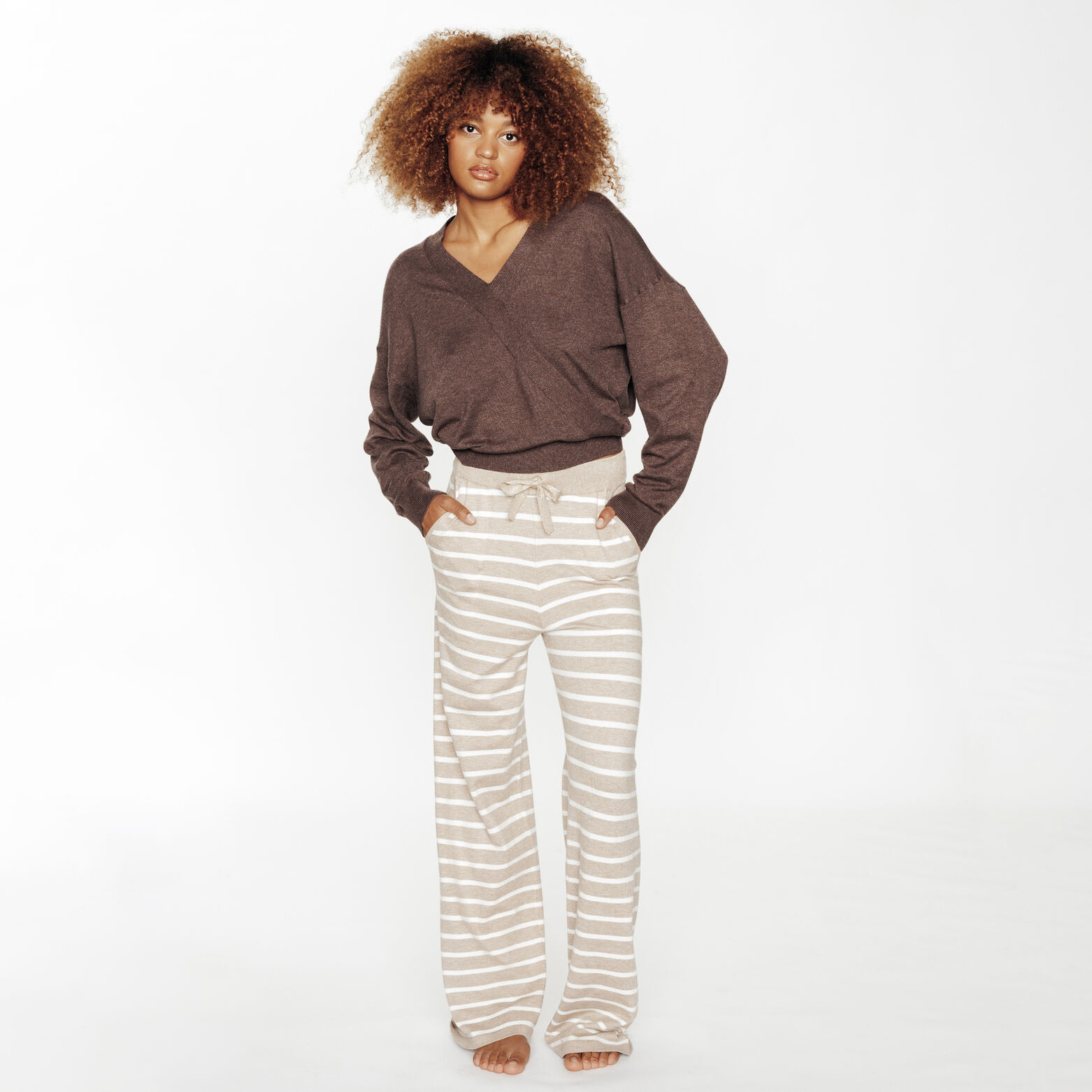 FEERIE PANTALON EN TRICOT BEIGE