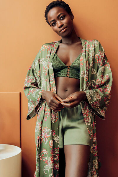 KIMONO SATIN MULTICO VERT