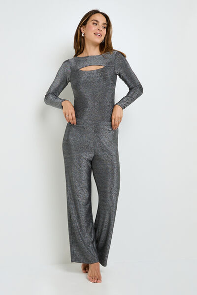 PANTALON PAILLETE GRIS CLAIR