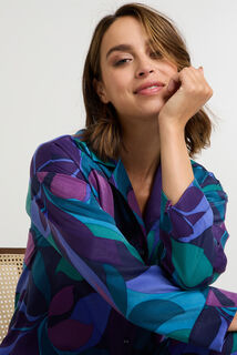FIDJI CHEMISE MANCHES LONGUES SATIN MULTICO VIOLET