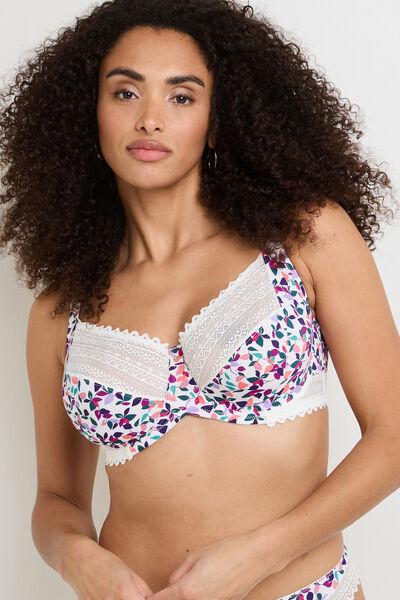 SOUTIEN-GORGE EMBOITANT GRANDE TAILLE MICROF MULTICO BLANC