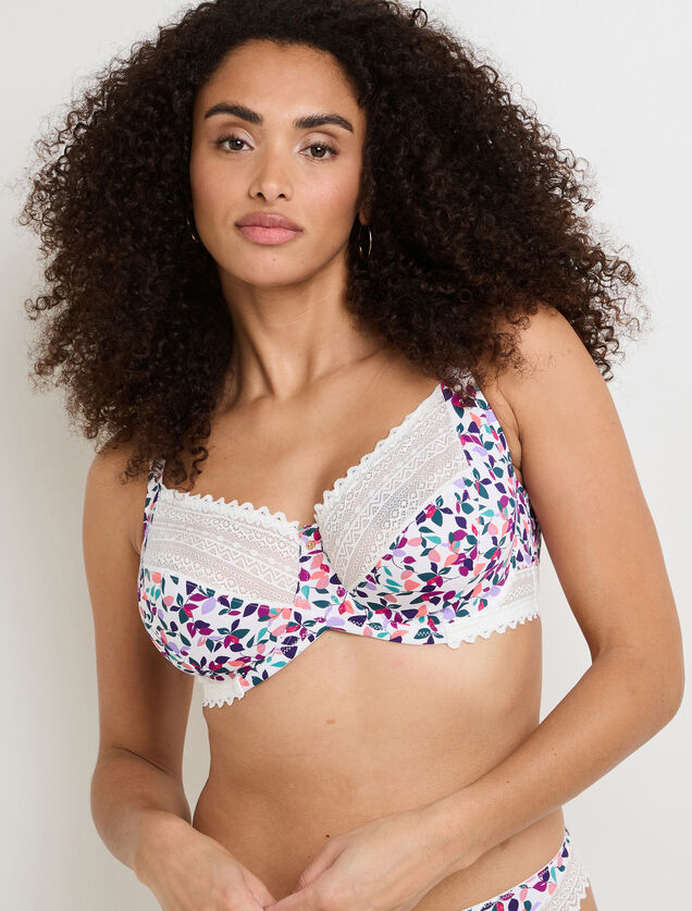 DOUCE SOUTIEN-GORGE EMBOITANT GRANDE TAILLE MICROF MULTICO BLANC