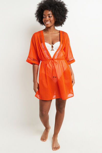 TUNIQUE VOILE COTON CORAIL