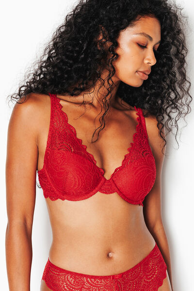 SOUTIEN-GORGE AMPLI FOULARD DENTELLE ROUGE