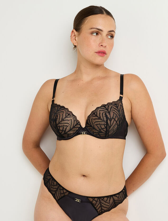 FEMME SOUTIEN-GORGE AMPLIFORME PUSH-UP DENTELLE NOIR