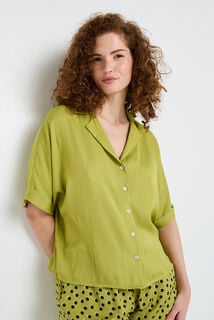 HALLY Chemise manches courtes satin VERT