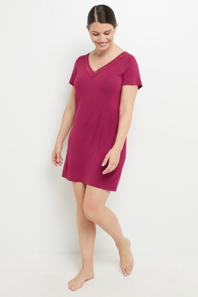 NUISETTE MANCHES COURTES VISCOSE PRUNE taille T48