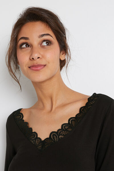 SYARA TEE SHIRT MANCHES LONGUES NOIR