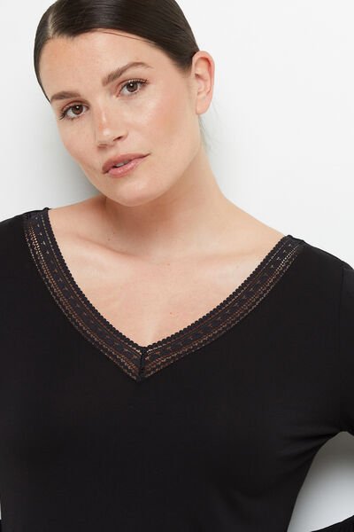 CAMILLE T-SHIRT MANCHES LONGUES VISCOSE NOIR