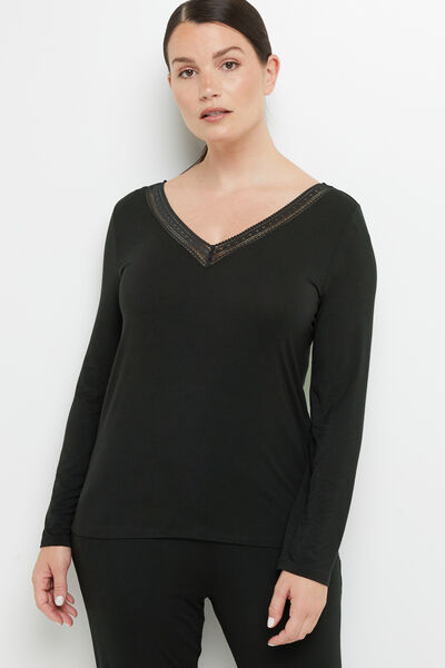 CAMILLE T-SHIRT MANCHES LONGUES VISCOSE NOIR