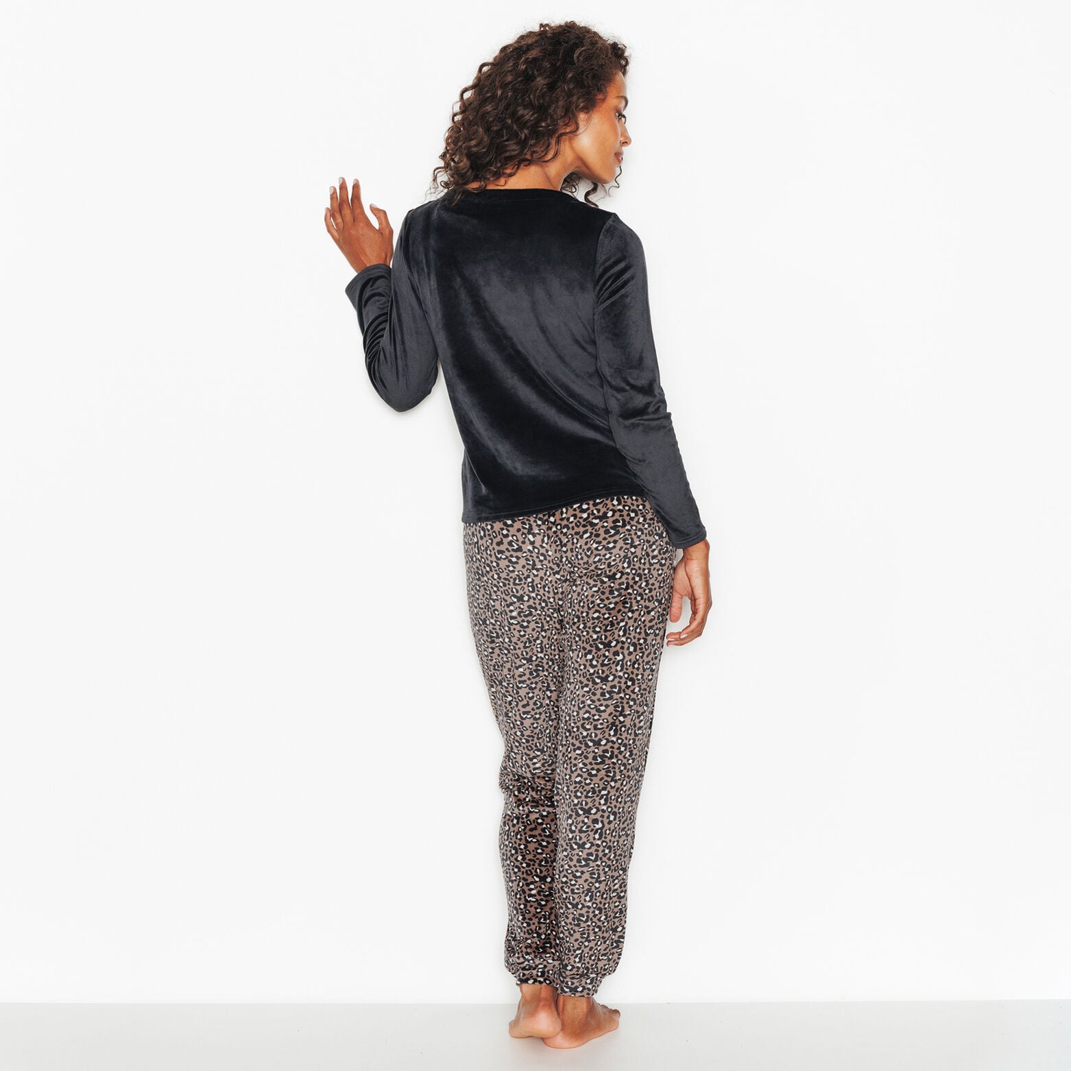 HOANI PYJAMA 2 PIECES VELOURS MULTICO NOIR