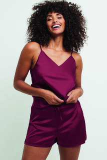 CHIMENE SHORT SATIN  ROUGE