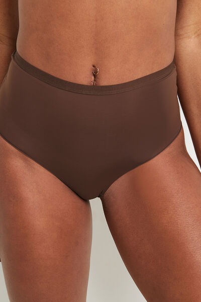 CULOTTE TAILLE HAUTE MICROFIBRE MARRON
