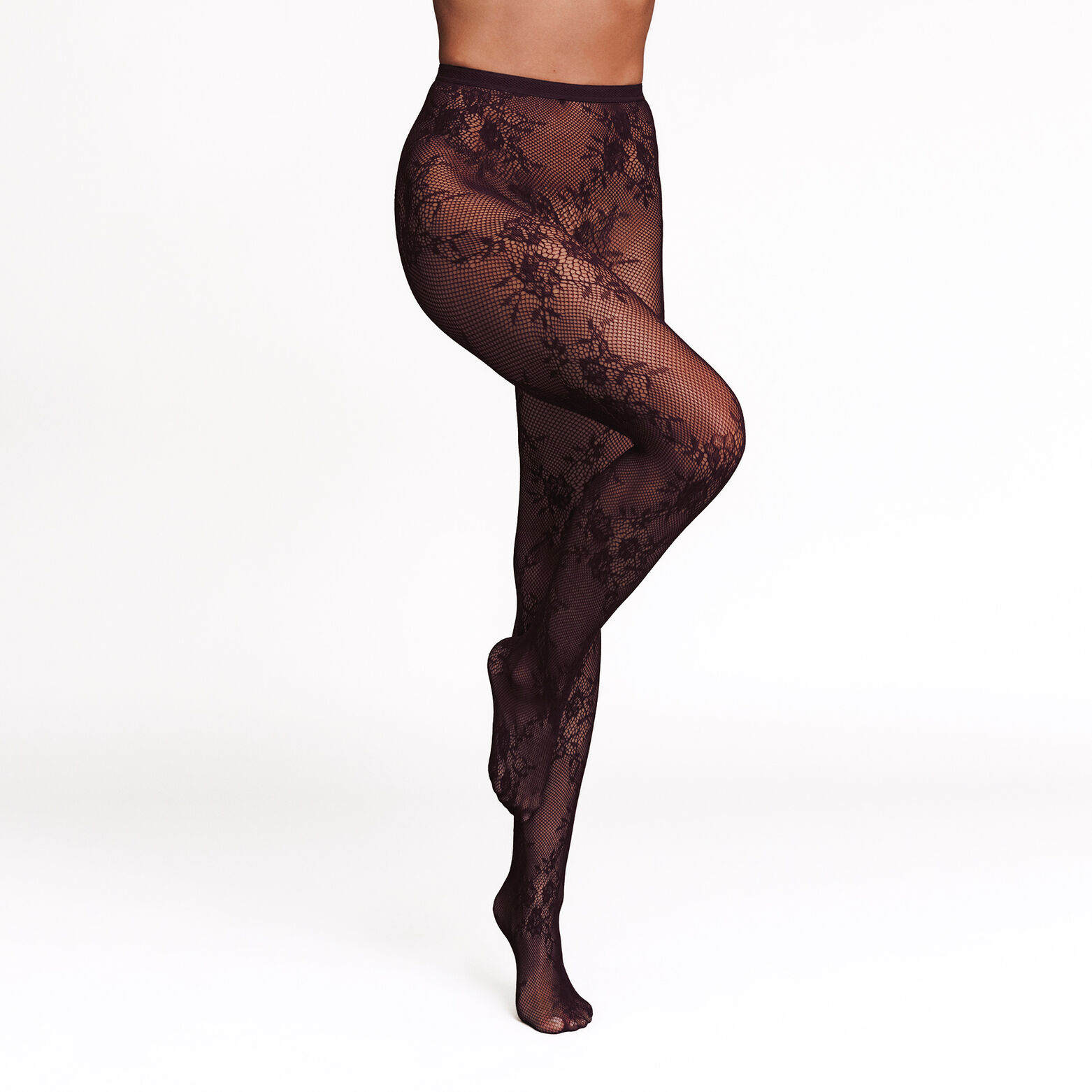 CANCAN COLLANT DENTELLE 30 DENIERS BORDEAUX