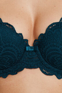 DENTELLE SOUTIEN-GORGE AMPLIFORME DENTELLE PETROLE