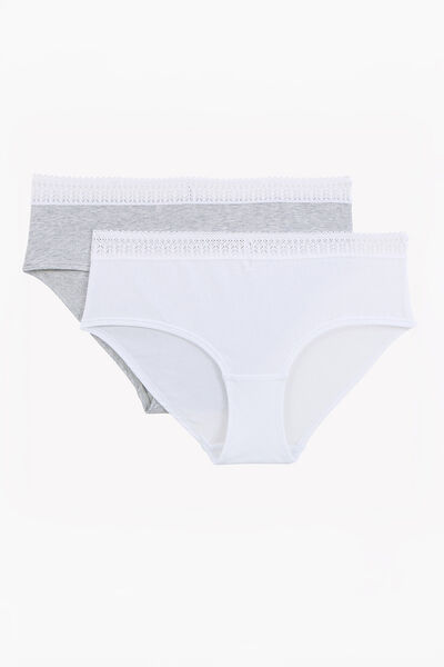 LOT DE 2 SHORTYS COTON MULTICO BLANC