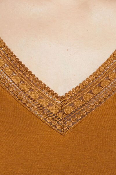 T-SHIRT MANCHES COURTES VISCOSE OCRE