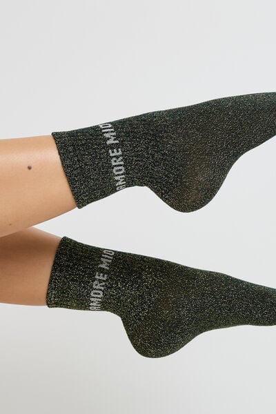 PAIRE DE CHAUSSETTES LUREX VERT FONCE