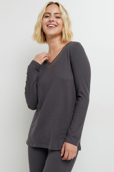 TEE-SHIRT MANCHES LONGUES ANTHRACITE