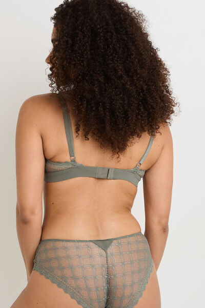 GAELLE BRASSIERE SANS ARMATURE DENTELLE ET MICROFI KAKI