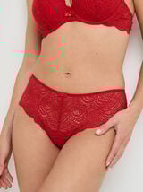 DENTELLE SHORTY STRING DENTELLE ROUGE