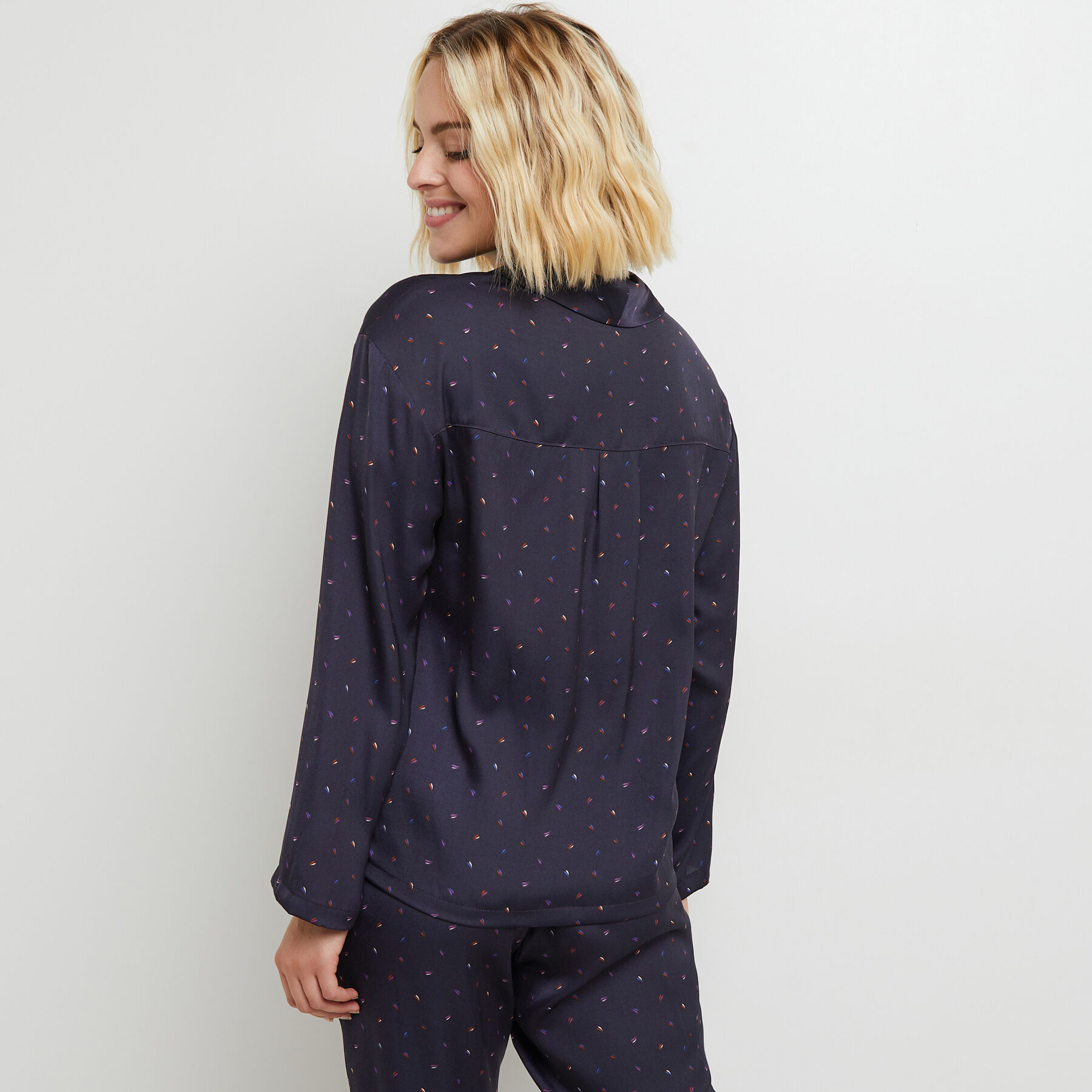 VESTE PYJAMA SATIN MULTICO BLEU RougeGorge