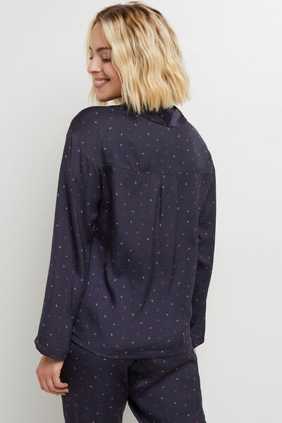 CLOTHILDE VESTE PYJAMA SATIN MULTICO BLEU